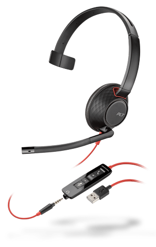 Poly Blackwire 5210 USB & 3.5mm Corded Monaural UC Headset